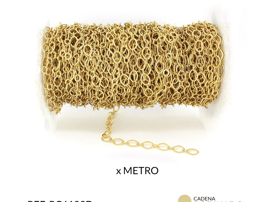 Cadena Covergold eslabón rombo 5.5 x 8 mm color dorado / x metro / Ref-RC6103D