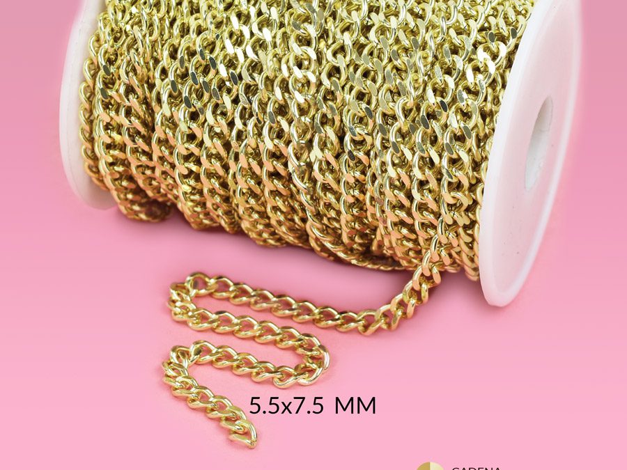 Cadena covergold eslabón cartier 5.5×7.5mm / x 50 centímetros / Ref-RC6141D / Ref-RC6141D