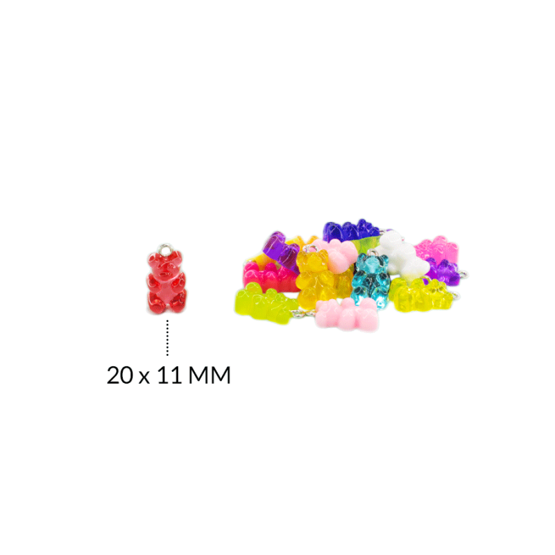 DIJE EN RESINA OSO MULTICOLOR / 20 X 11MM / paquete por 6 unidades surtidos / REF-RD000-3 / REF-RD000-3