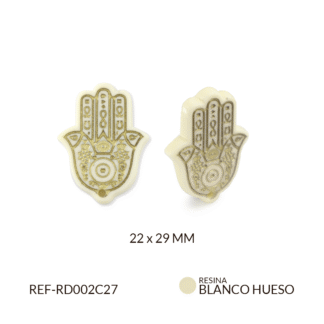 Dije resina mano hamsa blanco hueso 22x29mm x unidad
