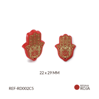 Dije resina mano hamsa rojo 20x23mm x unidad