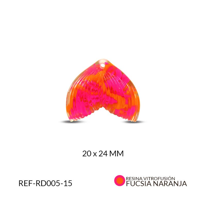 DIJE RESINA COLA DE SIRENA (FUCSIA-NARANJA) VITROFUSION 20x24MM / X UND / Ref-RD005-15