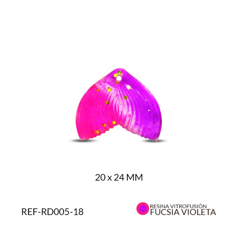 DIJE RESINA COLA DE SIRENA (FUCSIA-VIOLETA) VITROFUSION DORADA 20x24MM / X UND / Ref-RD005-18