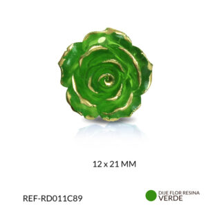 Dije resina flor verde 12x21mm x und