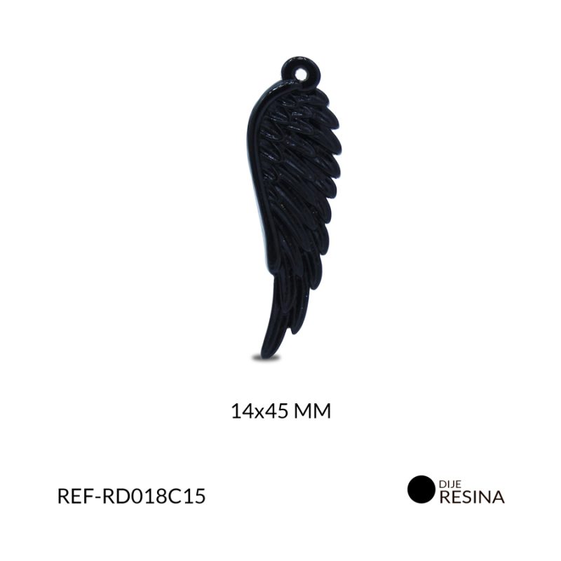 Dije resina ala ángel negra 14 x 45mm / x unidad / Ref-RD018C15 / Ref-RD018C15