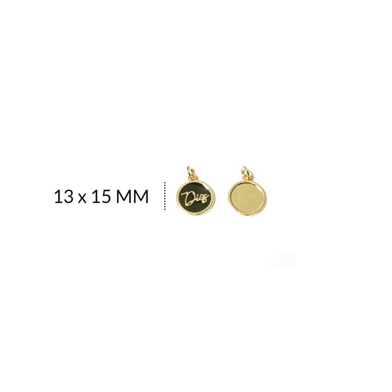 Dije covergold circulo Dios pintado negro 13 x 15mm / x unidad  / Ref-RD0371D