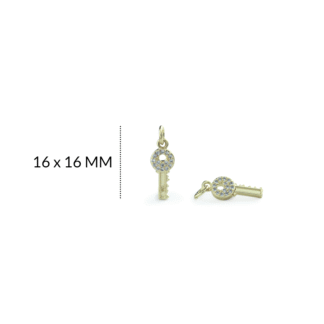 Dije rodinado llave con circón plateados x und