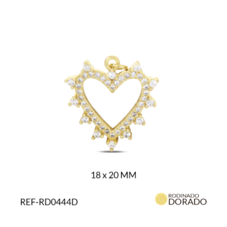 Dije rodinado silueta corazón x unid