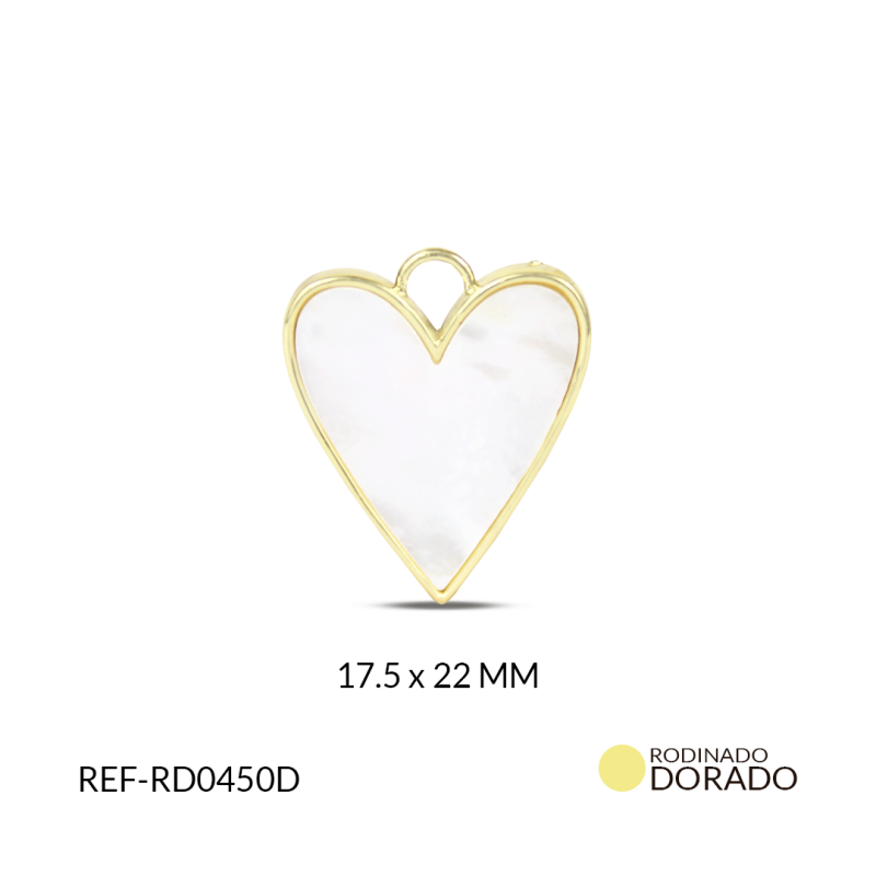 Dije covergold corazón nácar 17.5x22mm / x unidad / Ref-RD0450D / Ref-RD0450D