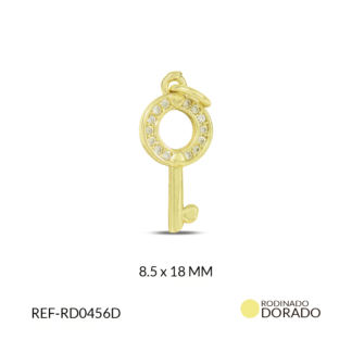 Dije rodinado llave con circón x unid