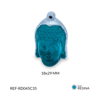 Dije resina buda aguamarina y gris 18x29mm x unid