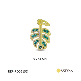 Dije rodinado hoja circón verde x und