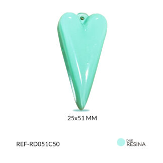 Dije resina Corazón alargado verde menta 25x51mm x und