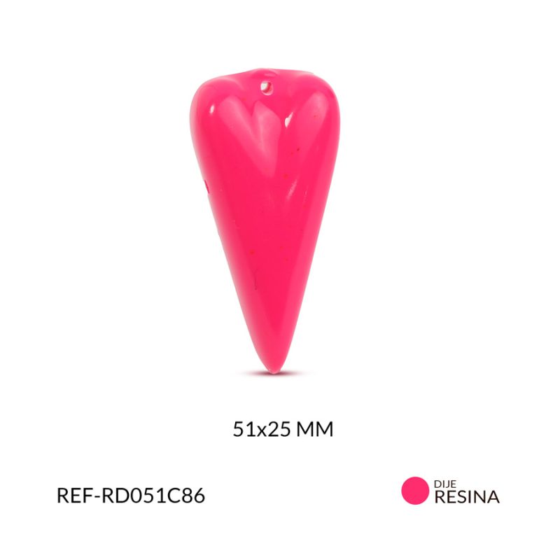 Dije resina Corazón alargado Fucsia 25x51mm x und