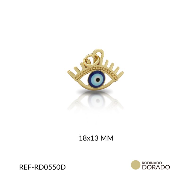DIJE COVERGOLD PESTAÑA OJO TURCO AZUL 18X13MM / x UND / Ref-RD0550D