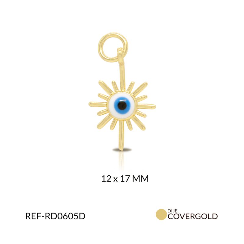 Dije covergold resina blanca ojo turco azul 12 x 17 mm color dorado / x und / Ref-RD0605D