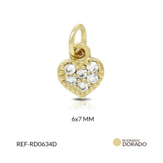 Dije rodinado corazón mini circón plateado