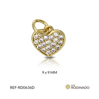 Dije rodinado corazón circón plateado