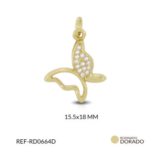 Dije rodinado mariposa 15.5x18mm x und
