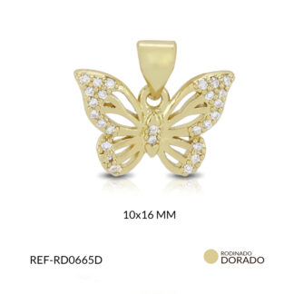 Dije rodinado mariposa circón plateado