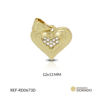 Dije rodinado corazón ondas circón plateado