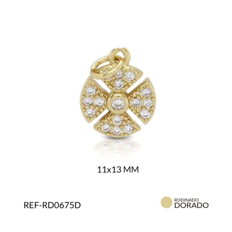 Dije rodinado flor 11 x 13 mm / x unidad / Ref-RD0675D