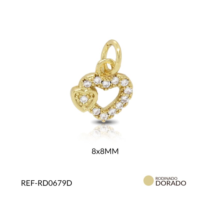 Dije rodinado silueta corazon - c mini 8 x 8 mm / x unidad / Ref-RD0679D