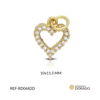 Dije rodinado silueta corazón circón plateado