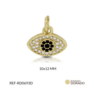 Dije rodinado ojo negro circón plateado