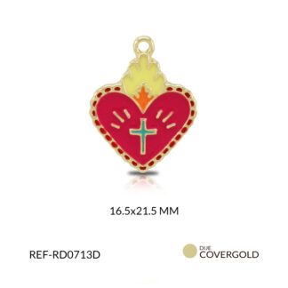 Dije covergold corazon fucsia cruz verde 16.5 x 21.5 mm x und