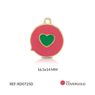 Dije covergold circulo salmon corazon verde 14x16.5mm x und