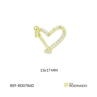 Dije rodinado silueta corazón circón plateado