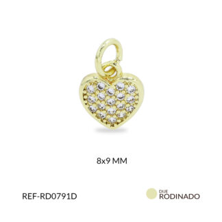 Dije rodinado corazón con circón plateado