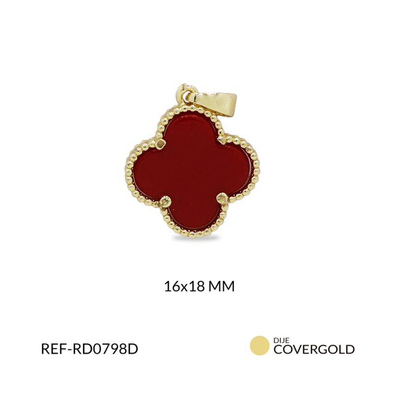 Dije covergold trébol rojo 16x18mm / x unidad / Ref-RD0798D