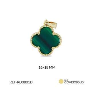 Dije covergold trébol malaquita 16x18mm / x unidad / Ref-RD0801D / Ref-RD0801D