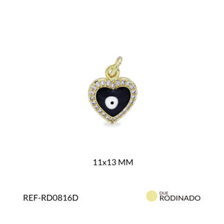 Dije rodinado corazón ojo turco 11x13mm x und