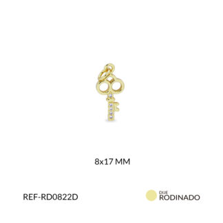 Dije rodinado llave circón plateado