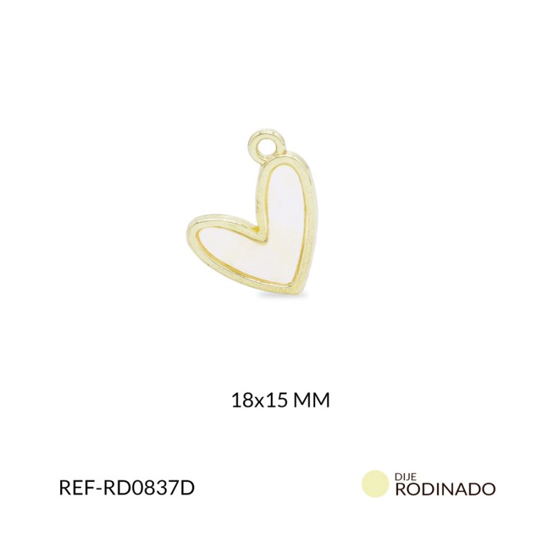 Dije rodinado corazón nácar 18x15mm x und