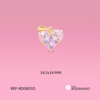 Dije rodinado corazón cristal transparente
