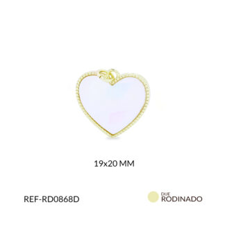 Dije rodinado corazón nácar 19x20mm x und