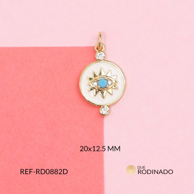 Dije rodinado redondo ojo azul