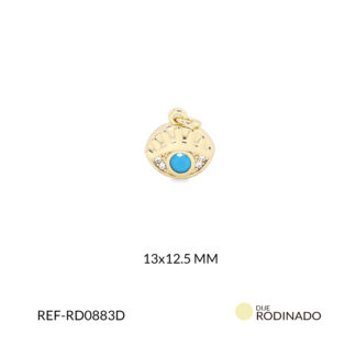 Dije rodinado ojo azul circón plateado