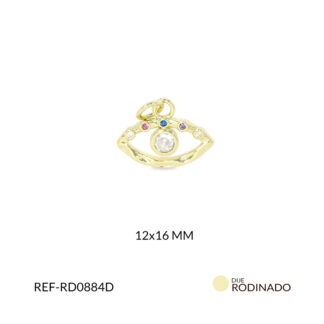 Dije rodinado ojo silueta circón multicolor