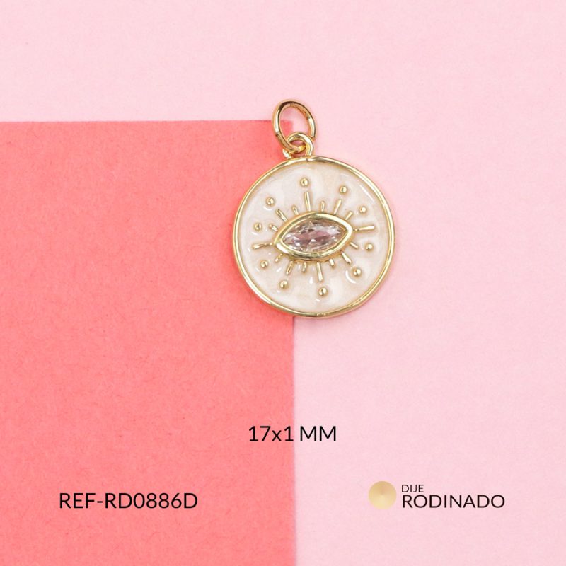Dije rodinado circulo ojo cristal
