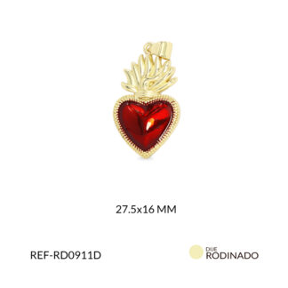 Dije rodinado corazón 27.5x16mm x und