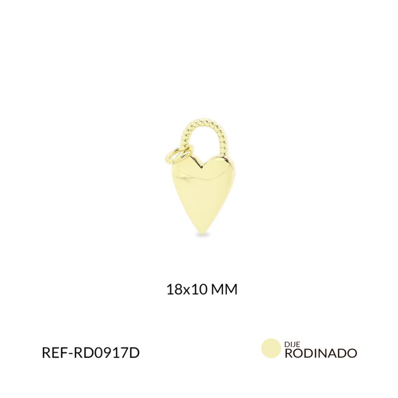 Dije rodinado corazón 18x10mm x und