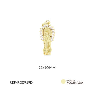 Dije rodinado virgen guadalupe arco circón plateado