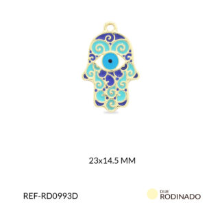 Dije rodinado mano hamsa con ojo turco