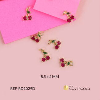 Dije rodinado cereza en cristal fucsia