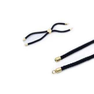 Extensión rodinada para pulsera cordón negro x unid
